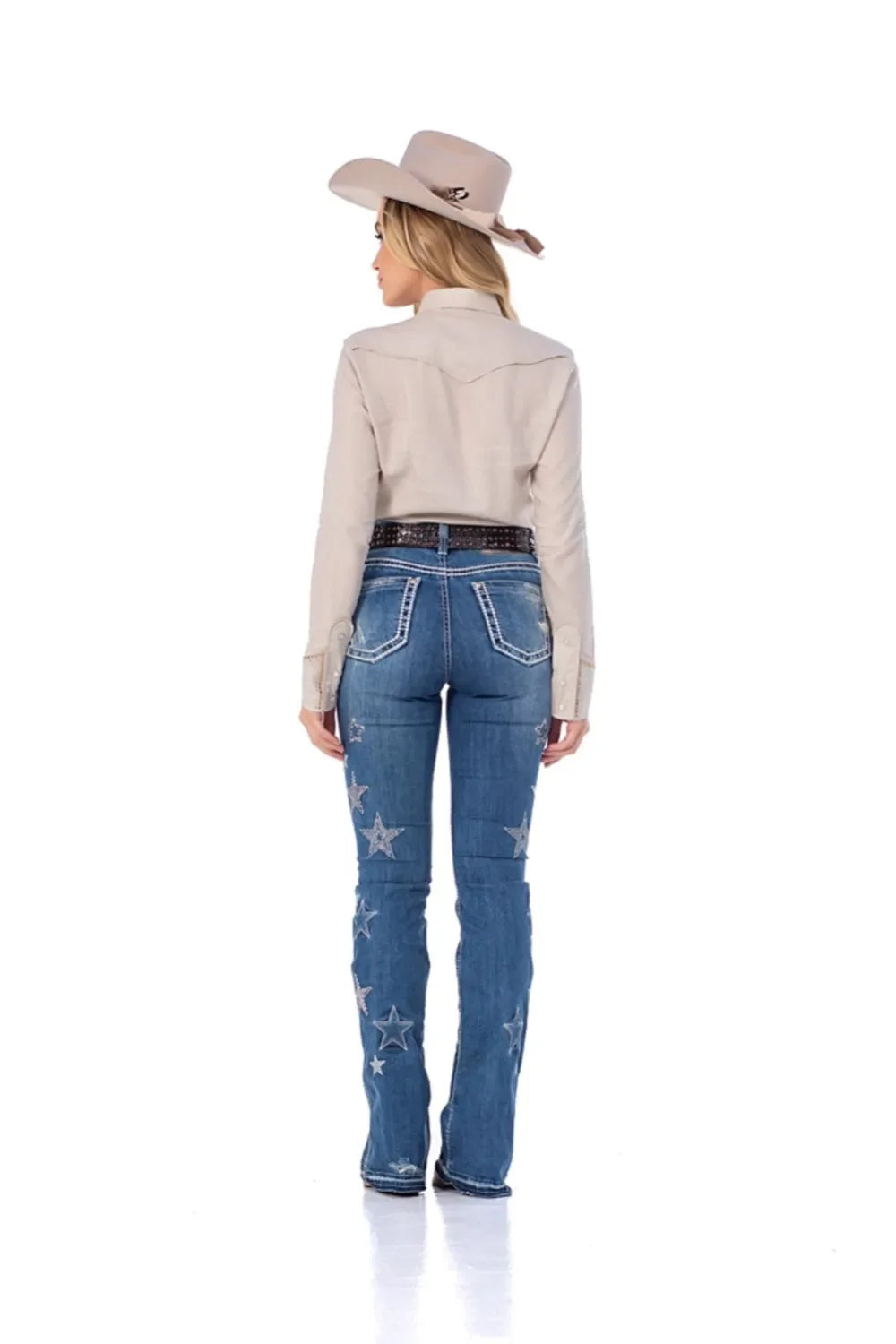 CONJUNTO CAMISA PEROLA + JEANS DIAMANTE
