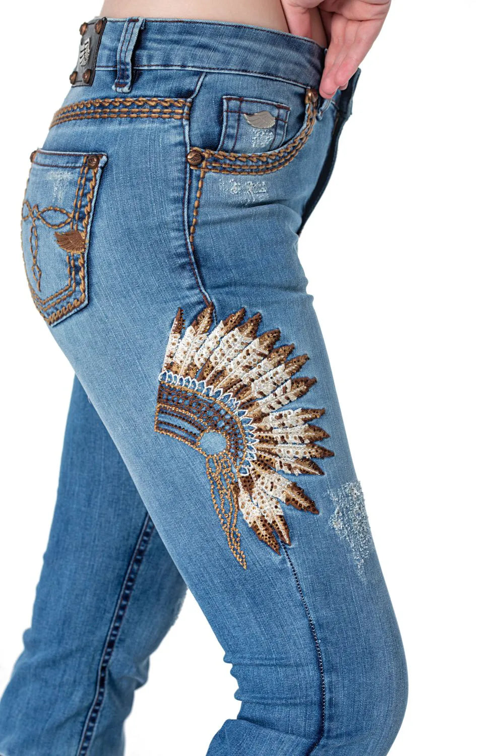 JEANS RAIO COM APACHE BORDADO