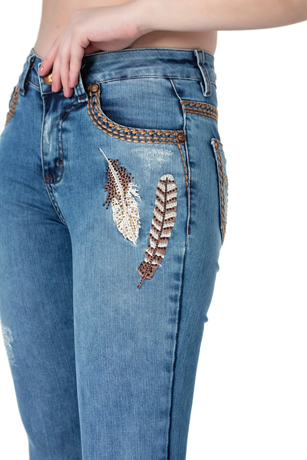 JEANS RAIO COM APACHE BORDADO